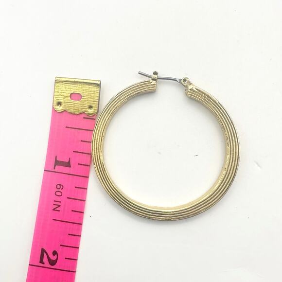 Ralph Lauren Gold Hoop Ribbed Earring Hoop RLL Coastal Cowgirl Western Jewelry - Picture 3 of 8